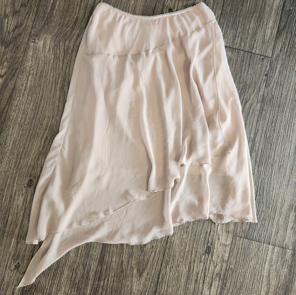 Fumblin Foe Vintage Y2K Ruffly Asymmetric Nude Skirt Size L